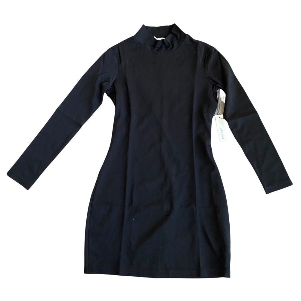 Capulet mock neck black mini long sleeve dress M NWT